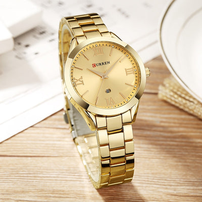 CURREN Gold Women’s Watch – Luxury Stainless Steel Bracelet Watch
