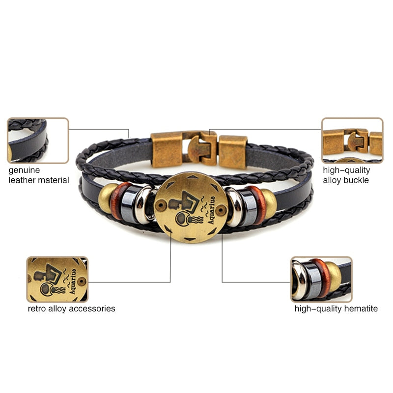 Zodiac Leather Bracelet – Ench4nted Horoscope Jewelry