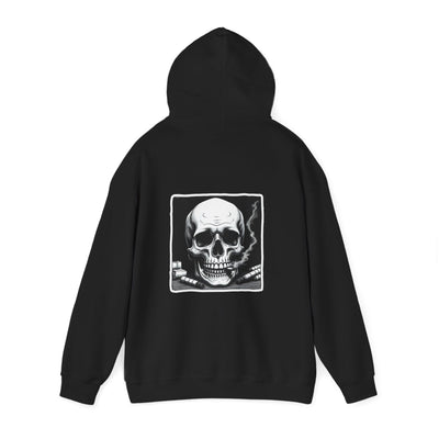 Skull Hoodie, Gothic Sweatshirt, Halloween Hooded Jumper, Skeleton Pullover, Spooky Winter Sweater, Dark All Over Print Top