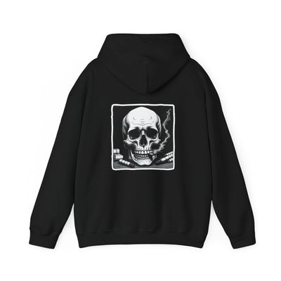 Skull Hoodie, Gothic Sweatshirt, Halloween Hooded Jumper, Skeleton Pullover, Spooky Winter Sweater, Dark All Over Print Top