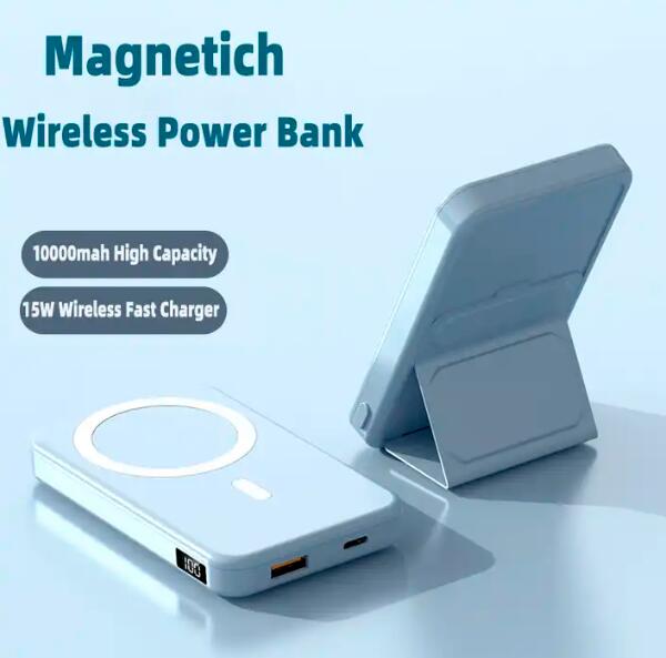 Custom logo magnetic power bank wireless charger with 10000mAh capacity and 15W fast charging