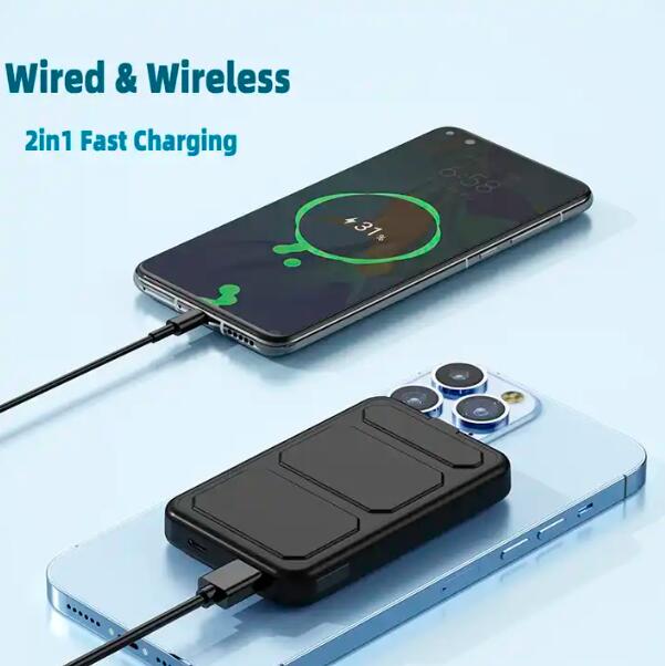 Custom logo magnetic power bank by eprolo charging smartphone wired and wireless fast 2in1