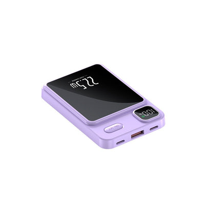 Eprolo 22.5W fast charging wireless power bank in purple with digital display and USB ports
