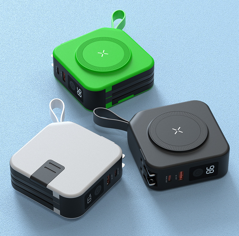 eprolo magnetic wireless power bank 10000mAh in green black and white with digital display and compact design