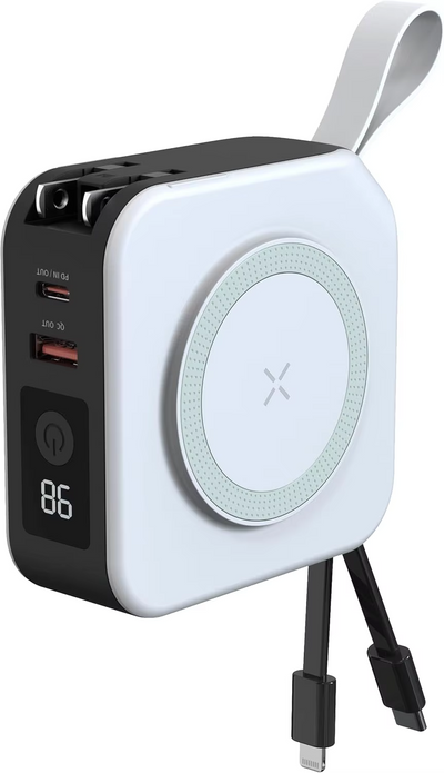 eprolo magnetic wireless power bank 10000mAh with built-in cables and digital power display